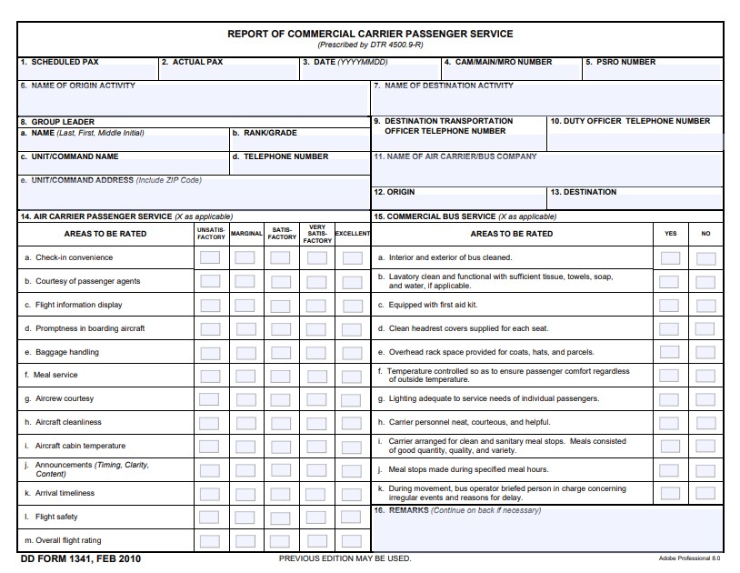 dd Form 1341 fillable