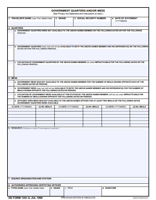 dd Form 1351-5 fillable