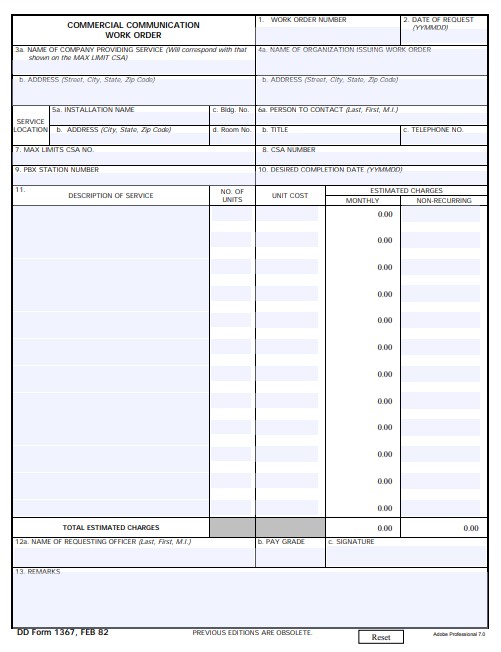 dd Form 1367 fillable