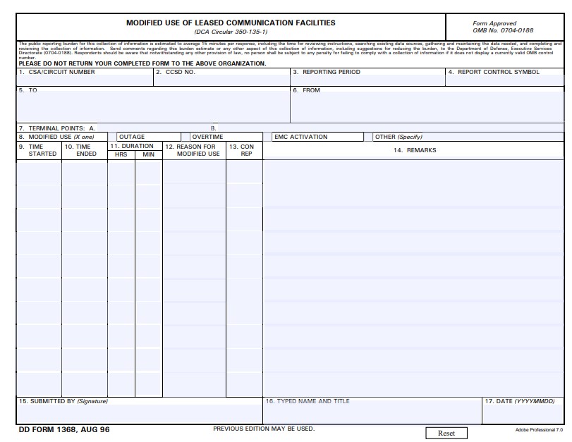 dd Form 1368 fillable
