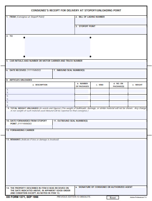 dd Form 1371 fillable