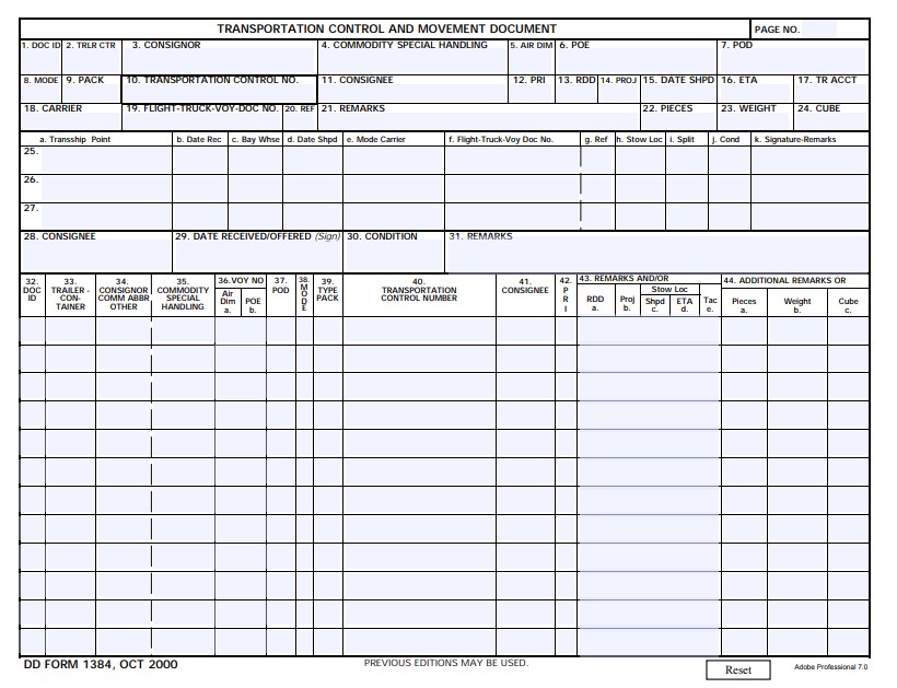 dd Form 1384 fillable