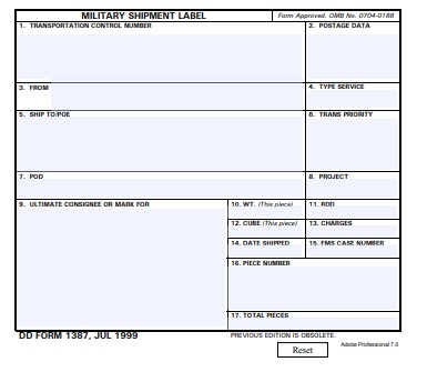 dd Form 1387 fillable