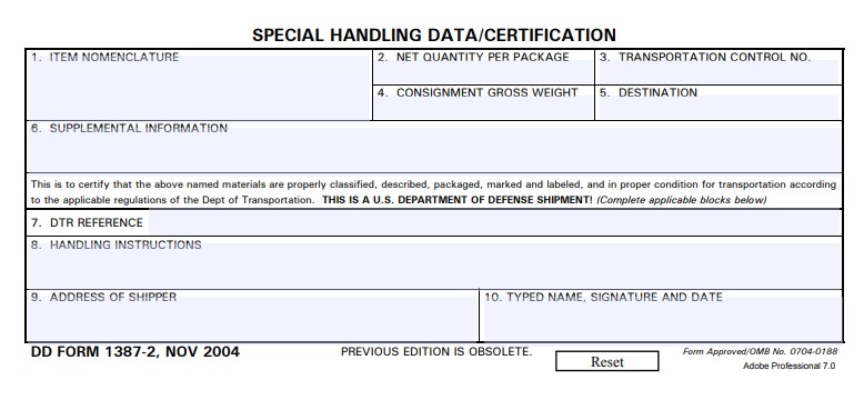 dd Form 1387-2 fillable