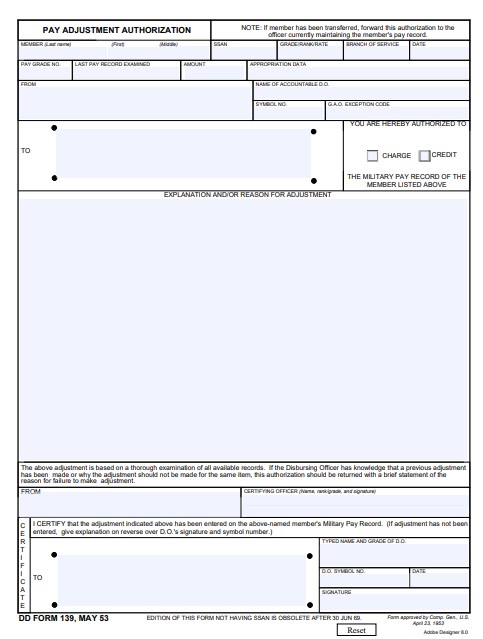 dd Form 139 fillable