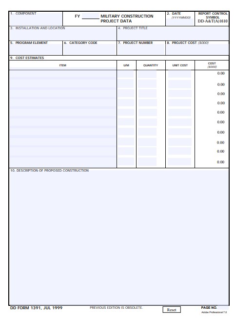 dd Form 1391 fillable