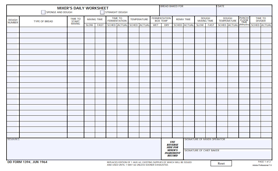 dd Form 1394 fillable