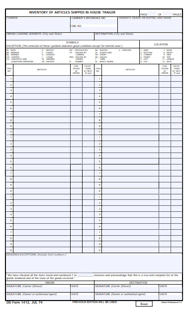 dd Form 1412 fillable