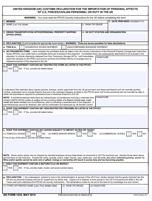 dd Form 1434 fillable