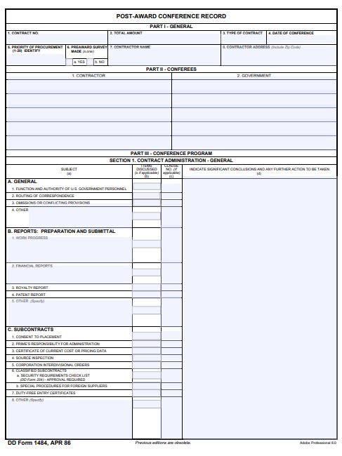 dd Form 1484 fillable