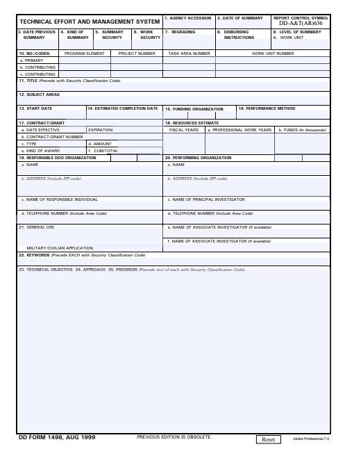 dd Form 1498 fillable