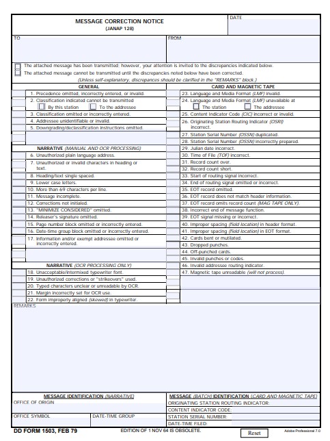 dd Form 1503 fillable