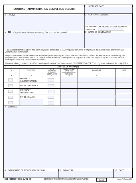 dd Form 1593 fillable