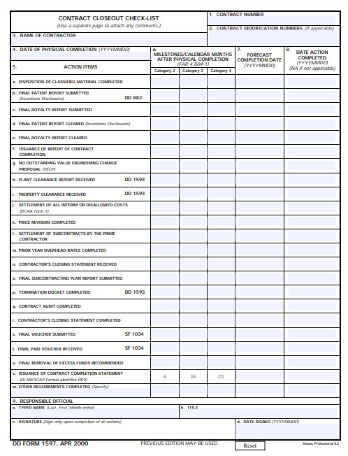 dd Form 1597 fillable