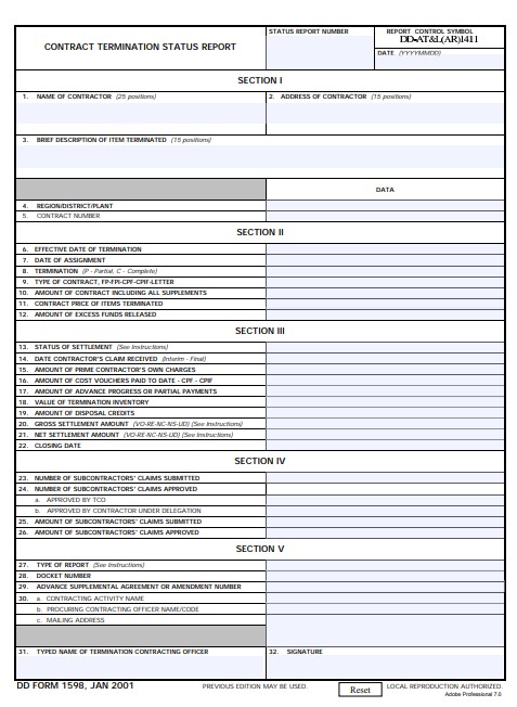 dd Form 1598 fillable