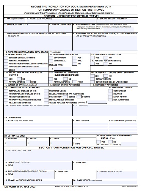 dd Form 1614 fillable