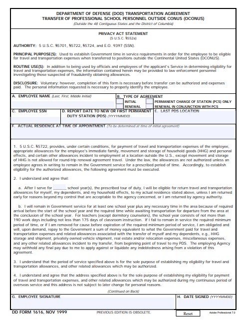 dd Form 1616 fillable