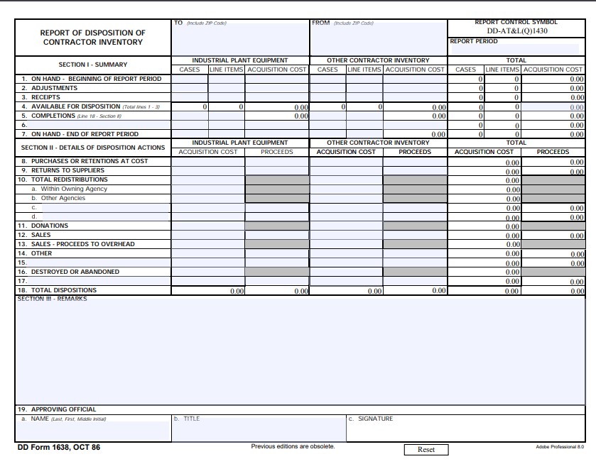 dd Form 1638 fillable