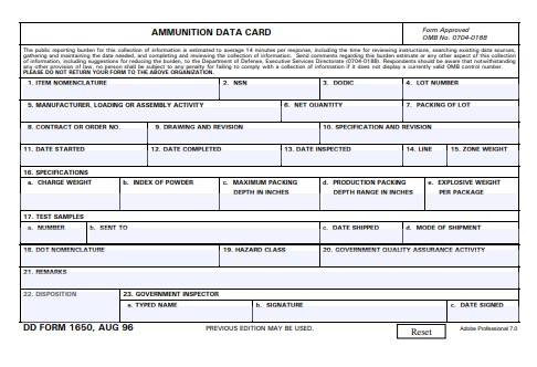 dd Form 1650 fillable