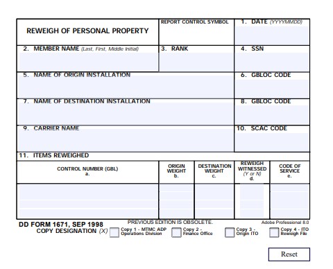 dd Form 1671 fillable