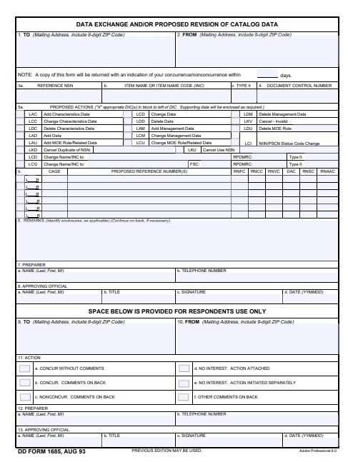 dd Form 1685 fillable