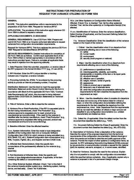 dd Form 1694-INST fillable