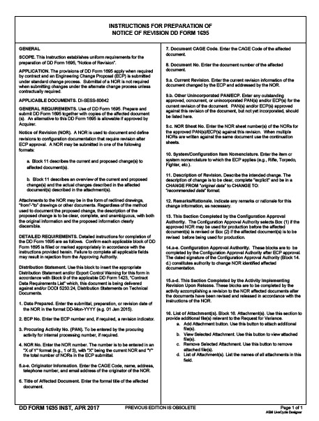 dd Form 1695-INST fillable