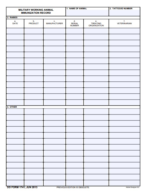 dd Form 1741 fillable