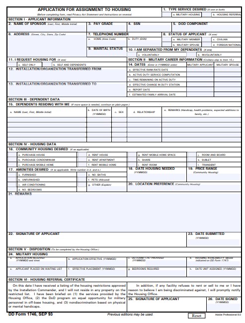 dd Form 1746 fillable