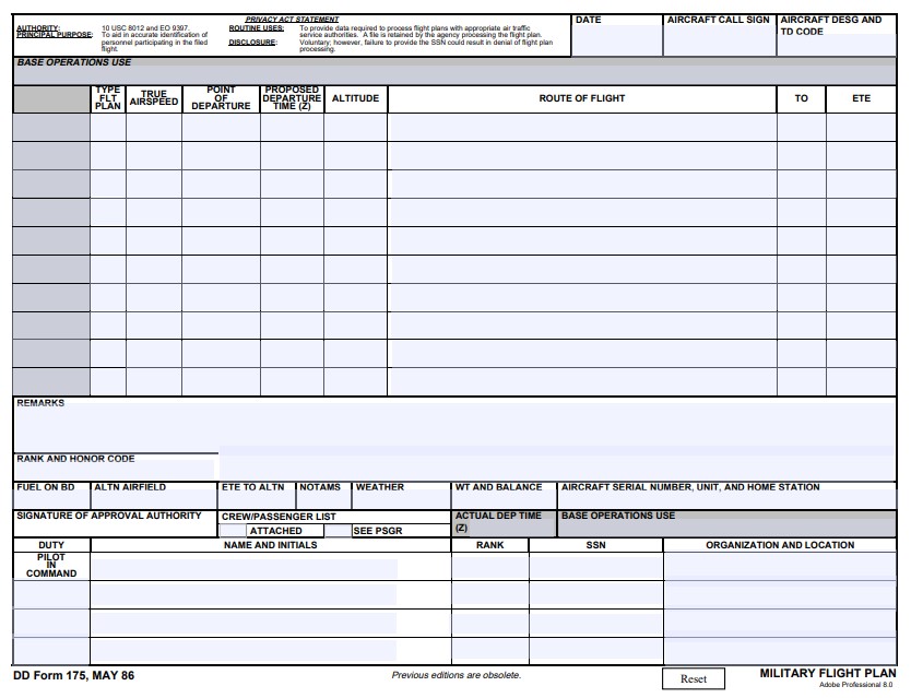 dd Form 175 fillable