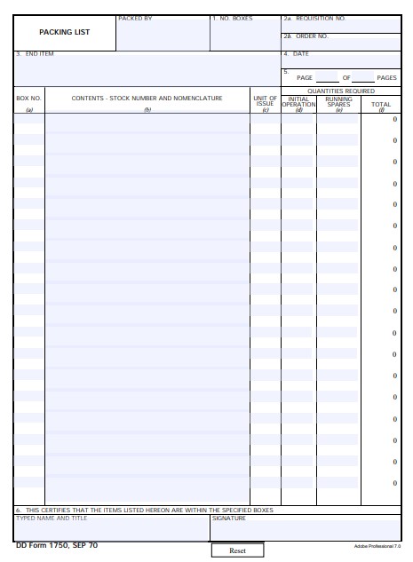 dd Form 1750 fillable