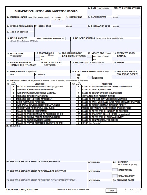 dd Form 1780 fillable