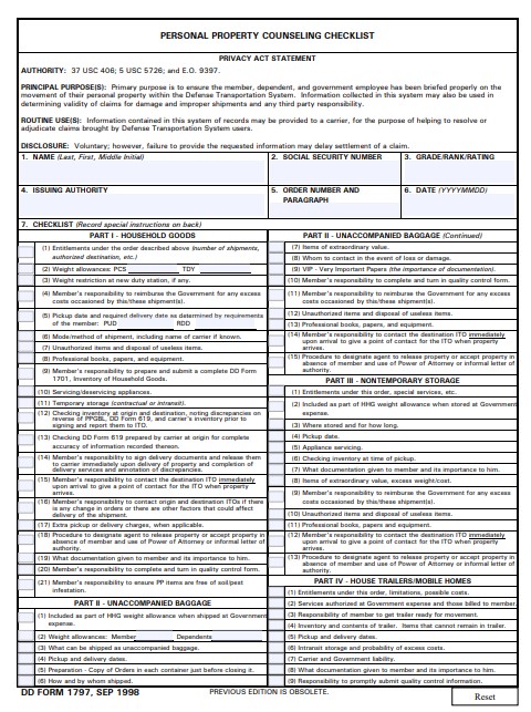 dd Form 1797 fillable