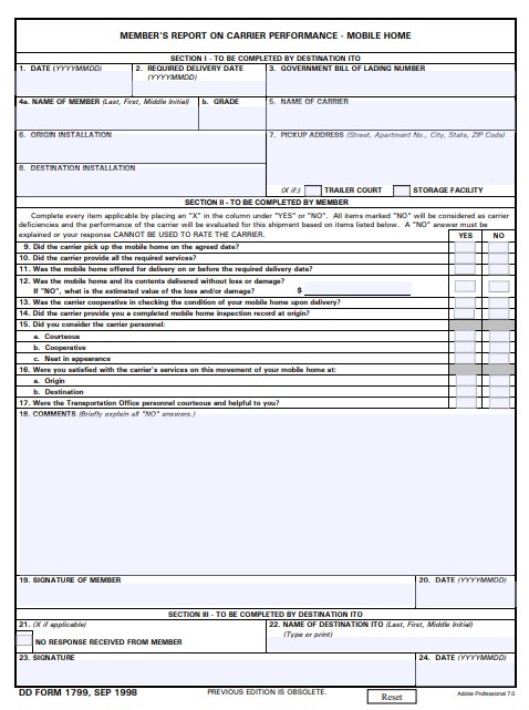 dd Form 1799 fillable