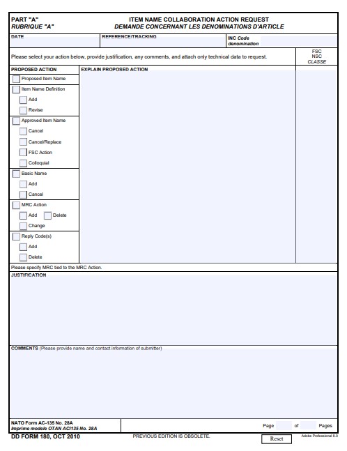 dd Form 180 fillable