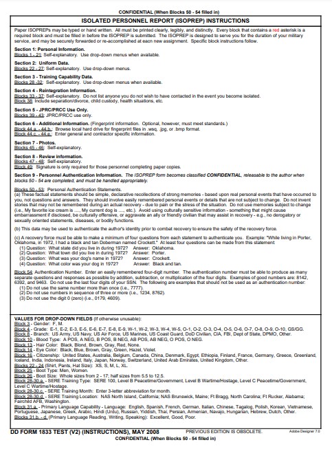 dd Form 1833-Test(V2) fillable