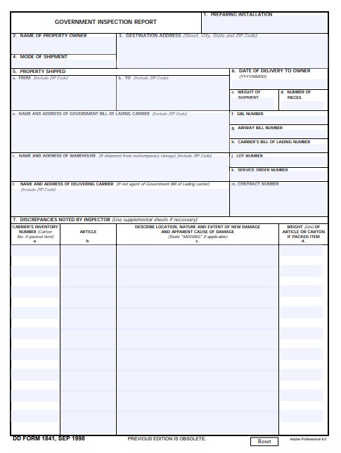 dd Form 1841 fillable