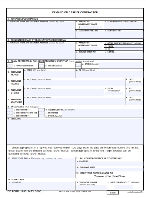 dd Form 1843 fillable