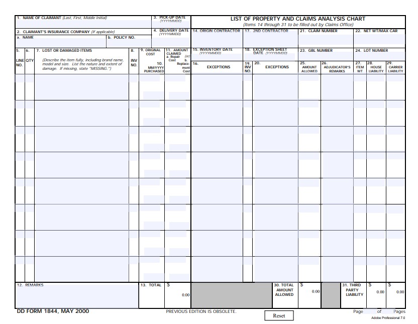 dd Form 1844 fillable