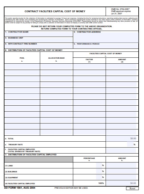 dd Form 1861 fillable