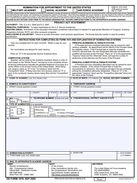 dd Form 1870 fillable