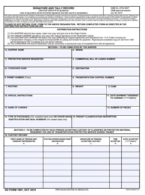 dd Form 1907 fillable