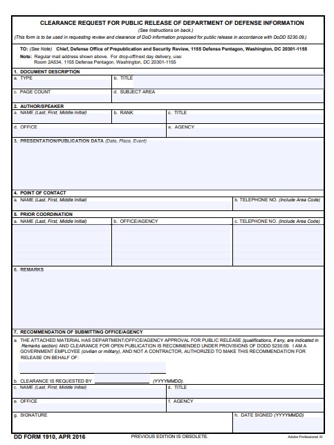 dd Form 1910 fillable