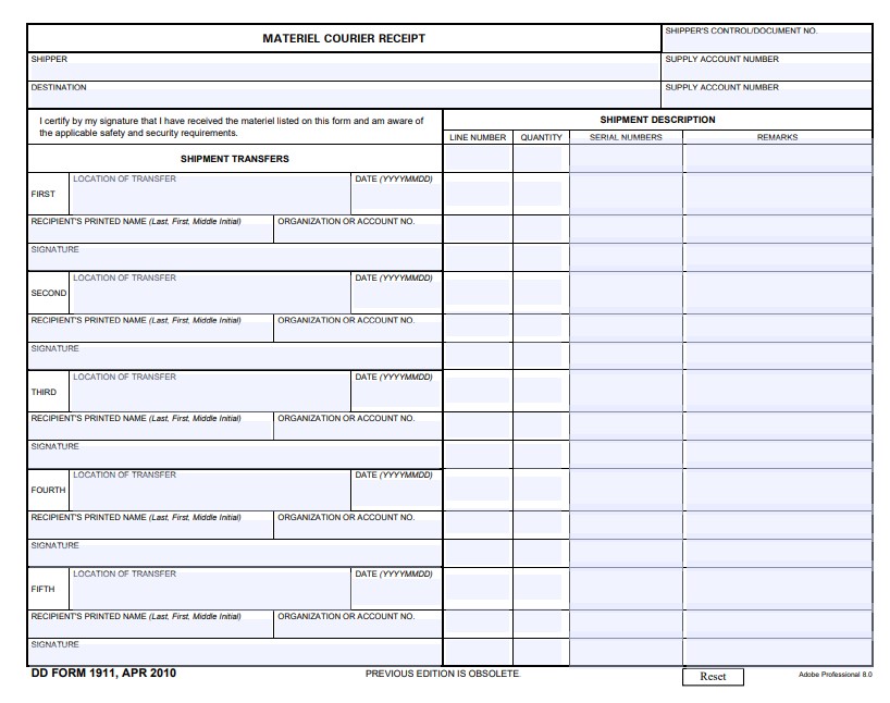 dd Form 1911 fillable