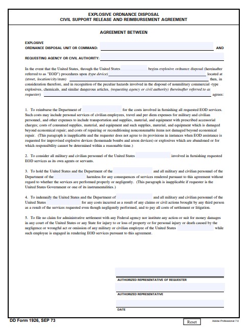 dd Form 1926 fillable