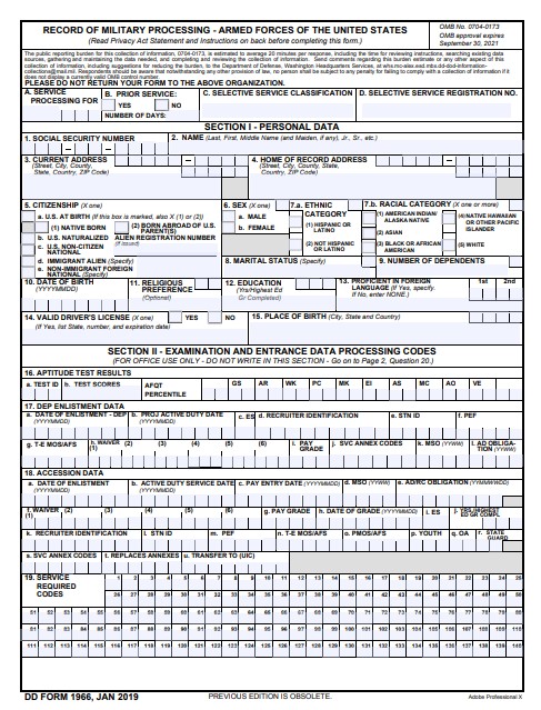 dd Form 1966 fillable