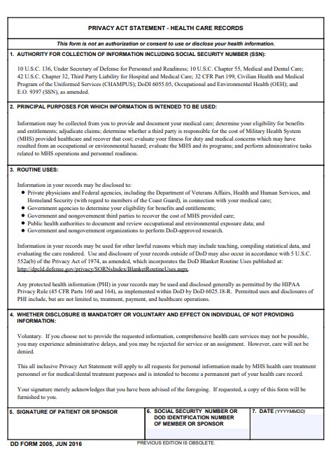 dd Form 2005 fillable