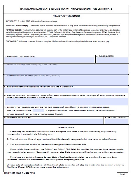 dd Form 2058-2 fillable