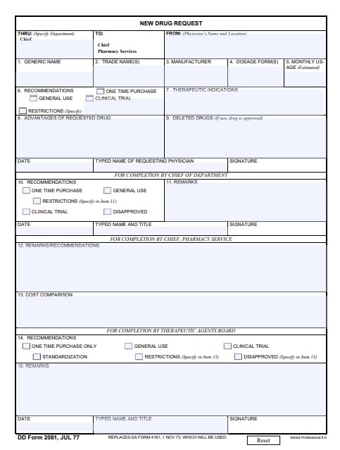 dd Form 2081 fillable