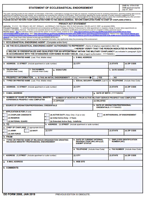 dd Form 2088 fillable